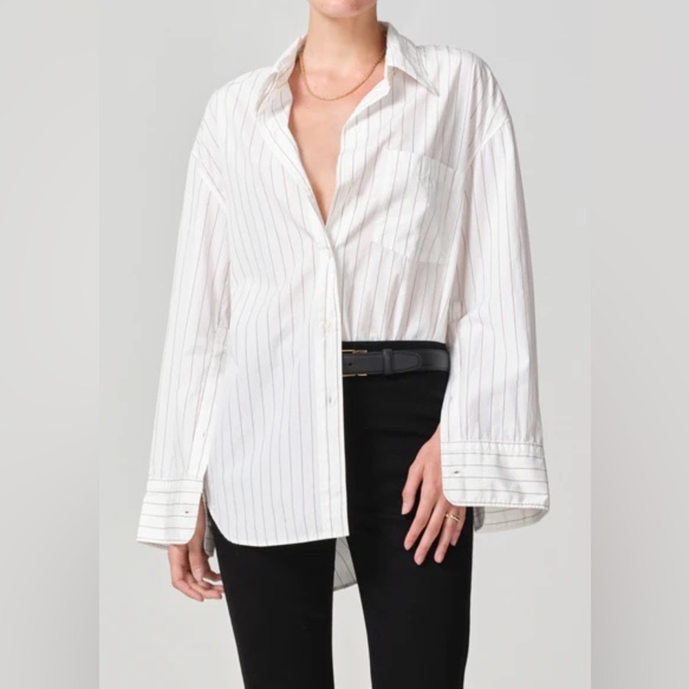 Citizens of Humanity Kayla Shirt in Bitter Chocolate Stripe